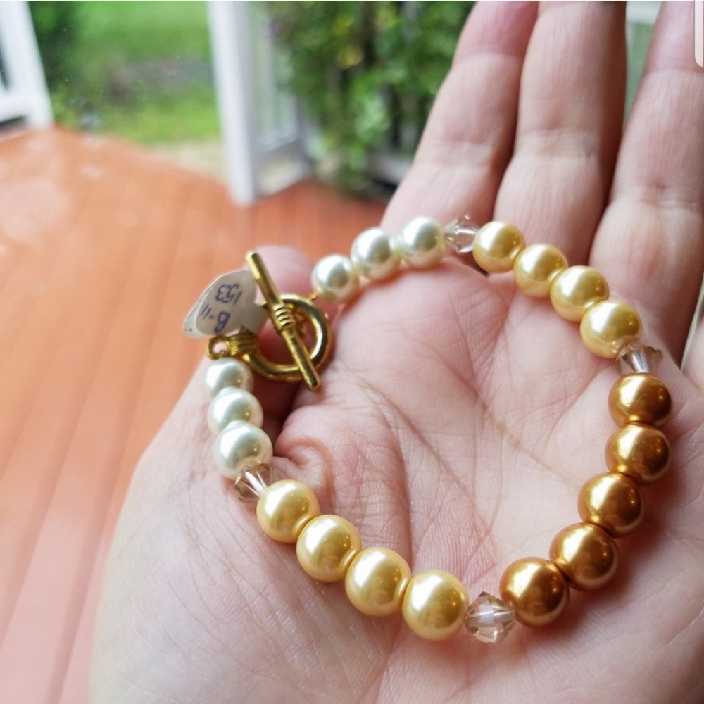 Swarovski Elements Metallic Bronze Faux Pearl Bracelet Handmade NWT - Picture 5 of 17